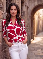 Shirtbluse mit Stehkragen 